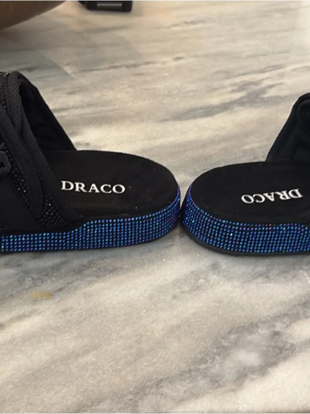 Men’s DRACO SLIDES Black & Blue Slide Sandals